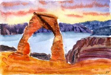 Painting titled "Arches National Park" by Anna Filippova, Original Artwork, Watercolor