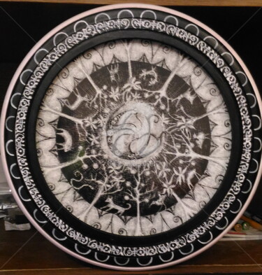 Desenho intitulada "Der Garten" por Anna Friedrich, Obras de arte originais, Tinta Montado em Outro painel rígido