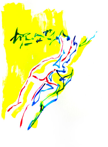 Malerei mit dem Titel "Neon Contours" von Anna Gaikovich, Original-Kunstwerk, Acryl Auf Karton montiert