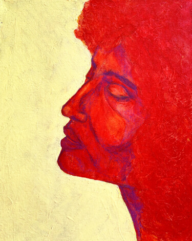 Painting titled "Red portrait" by Anna Gaikovich, Original Artwork, Acrylic