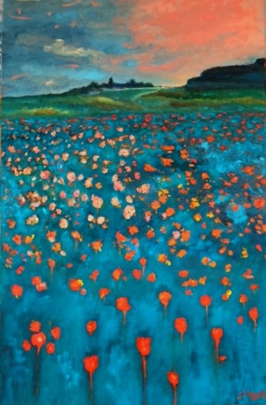 Peinture intitulée "Poppies / Papaperi…" par Anna Gianotti, Œuvre d'art originale, Huile
