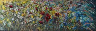 Peinture intitulée "Wildblumenwiese" par Anna Gold, Œuvre d'art originale, Acrylique Monté sur Châssis en bois