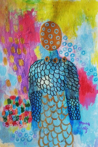 Картина под названием "La rêveuse" - Anna Grazi, Подлинное произведение искусства, Акрил Установлен на плексиглас