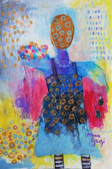 Картина под названием "La jeune femme au t…" - Anna Grazi, Подлинное произведение искусства, Акрил Установлен на плексиглас