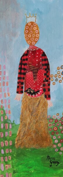 Картина под названием "La princesse près d…" - Anna Grazi, Подлинное произведение искусства, Акрил