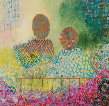 Peinture intitulée "Les commères au bal…" par Anna Grazi, Œuvre d'art originale, Acrylique