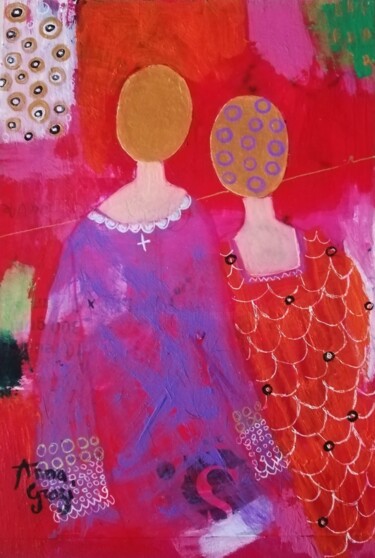 Pintura intitulada "Les filles de la de…" por Anna Grazi, Obras de arte originais, Acrílico Montado em Plexiglass