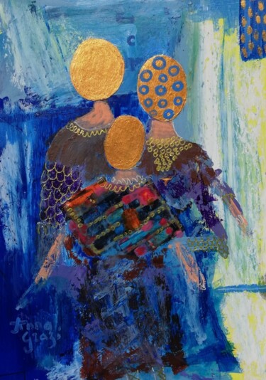 Painting titled "Les trois sœurs ava…" by Anna Grazi, Original Artwork, Acrylic