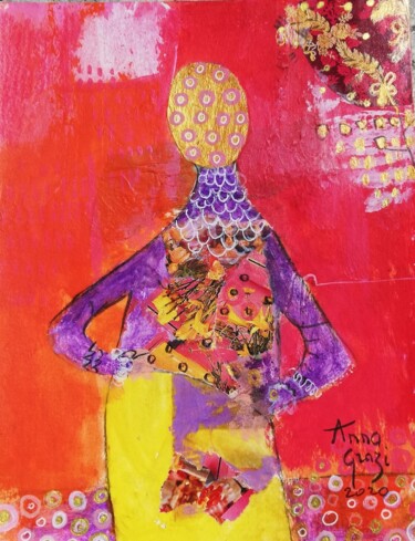 Painting titled "La femme du couturi…" by Anna Grazi, Original Artwork, Acrylic
