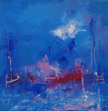 Pintura intitulada "Silence sur le port" por Anna Grazi, Obras de arte originais, Acrílico
