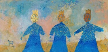 Painting titled "Les trois princesses" by Anna Grazi, Original Artwork, Acrylic