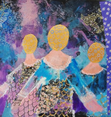 Peinture intitulée "Les triplées près d…" par Anna Grazi, Œuvre d'art originale, Acrylique