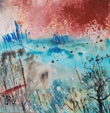 Peinture intitulée "Brume sur le marais" par Anna Grazi, Œuvre d'art originale, Acrylique