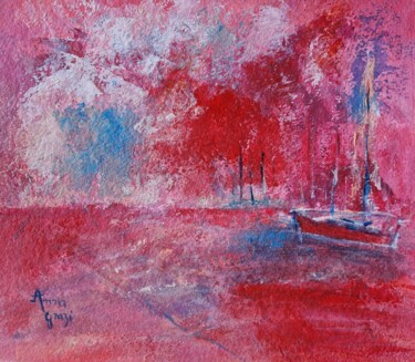 Schilderij getiteld "Matin rouge" door Anna Grazi, Origineel Kunstwerk, Acryl