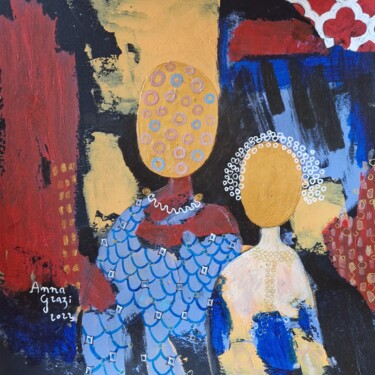 Painting titled "Discussions autour…" by Anna Grazi, Original Artwork, Acrylic