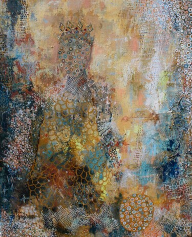 Malerei mit dem Titel "La reine en chemin" von Anna Grazi, Original-Kunstwerk, Acryl