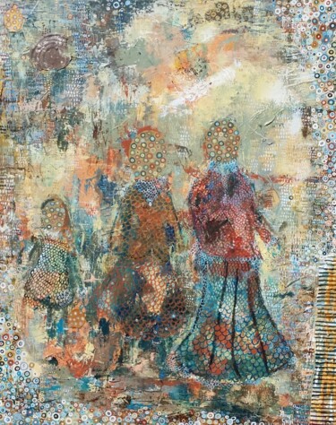 Malerei mit dem Titel "Les trois filles du…" von Anna Grazi, Original-Kunstwerk, Acryl