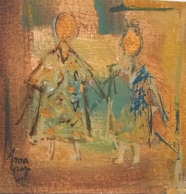 Pittura intitolato "La dame à l'étole b…" da Anna Grazi, Opera d'arte originale, Acrilico