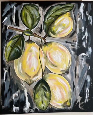Painting titled "Lemons 🍋" by Anna Grete Moller, Original Artwork, Oil