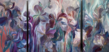 Painting titled "SUGILITE" by Anna Gurechkina, Original Artwork, Oil Mounted on Wood Stretcher frame