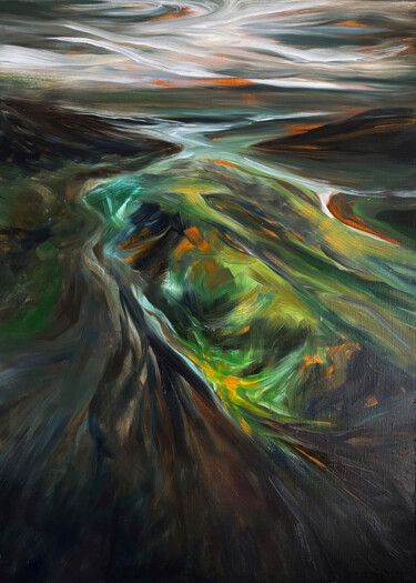 Картина под названием "LANDS OF ICELAND" - Anna Gurechkina, Подлинное произведение искусства, Масло