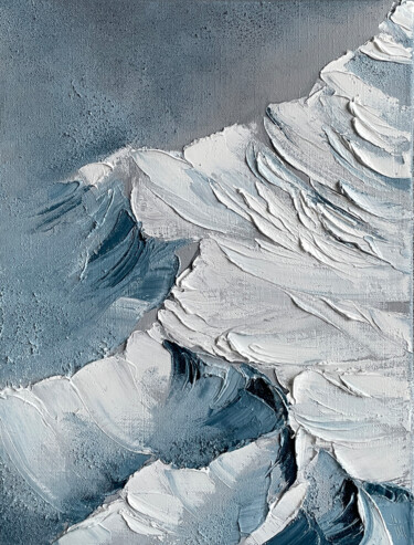 Schilderij getiteld "SNOWY PEAKS" door Anna Gurechkina, Origineel Kunstwerk, Olie Gemonteerd op Frame voor houten brancard