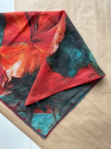 Текстильное искусство под названием "LARGE LINEN KERCHIE…" - Anna Gurechkina, Подлинное произведение искусства, Ткань