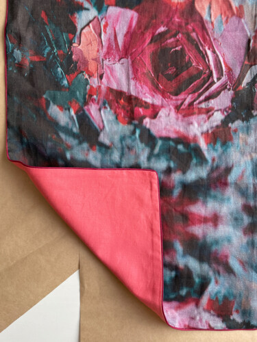 Art textile intitulée "LINEN NECKERCHIEF "…" par Anna Gurechkina, Œuvre d'art originale, Tissu