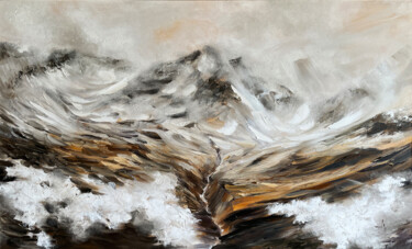 Painting titled "THROUGH THE CLOUDS" by Anna Gurechkina, Original Artwork, Oil Mounted on Wood Stretcher frame