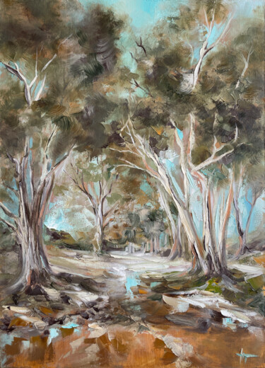 Картина под названием "AUSTRALIAN EUCALYPT…" - Anna Gurechkina, Подлинное произведение искусства, Масло Установлен на Деревя…