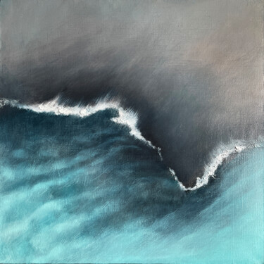 Painting titled "SURF 1" by Anna Gurechkina, Original Artwork, Oil Mounted on Wood Stretcher frame