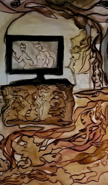 Плачещия Исус скрити грехове Drawing titled "Плачещия Исус скрит…" by Anna Ilieva, Original Art, Watercolor