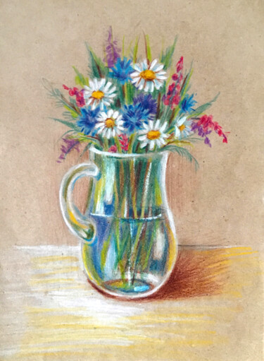 Pintura titulada "Wildflowers" por Anna Inozemtseva, Obra de arte original, Conté