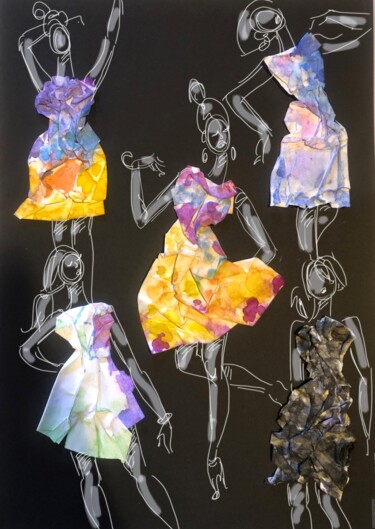 Collages getiteld "Fancy dresses" door Anna Ivanova, Origineel Kunstwerk, Aquarel