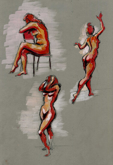 Painting titled "Figures" by Anna Ivanova, Original Artwork, Gouache