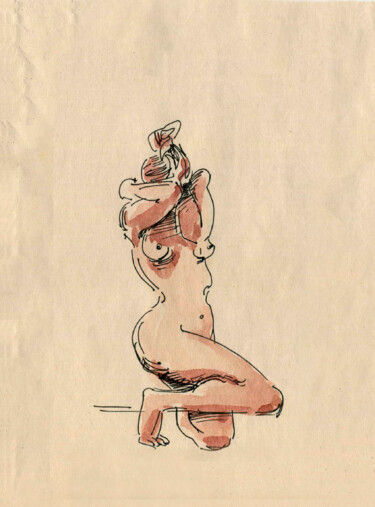 Disegno intitolato "Sketch of a body" da Anna Ivanova, Opera d'arte originale, Acquarello