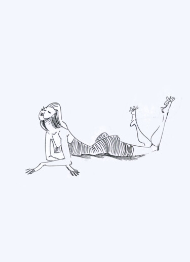Dibujo titulada "girl on a beach" por Anna Ivanova, Obra de arte original, Pluma de gel