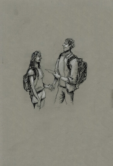 Dibujo titulada "People random" por Anna Ivanova, Obra de arte original, Tinta