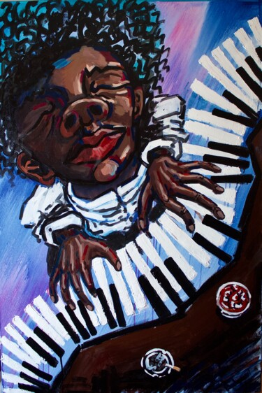 Painting titled "The pianist" by Anna Jennifer, Original Artwork, Acrylic Mounted on Wood Stretcher frame