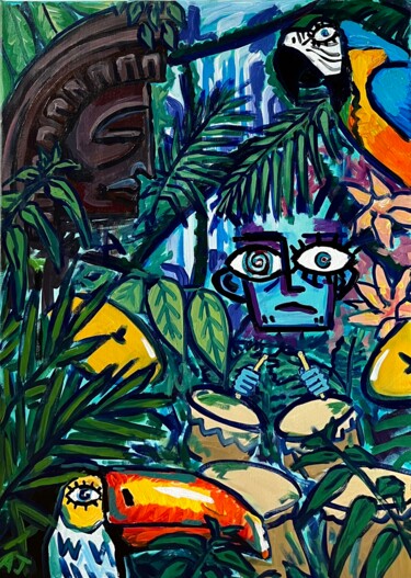 Pintura titulada "Summer in Brasil" por Anna Jennifer, Obra de arte original, Acrílico Montado en Bastidor de camilla de mad…