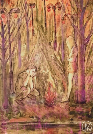 Pittura intitolato "Разговор/Talk" da Anna Kluyeva, Opera d'arte originale, Gouache