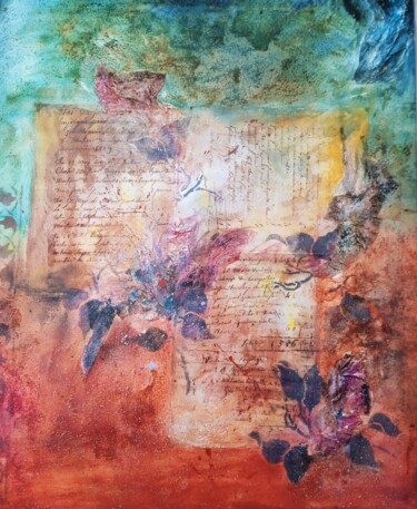 Pittura intitolato "Pensées" da Anna-Karin Eriksson Van Haver, Opera d'arte originale, Olio Montato su Telaio per barella in…