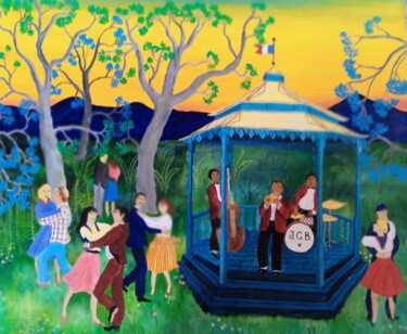 Malerei mit dem Titel "Le kiosque à musique" von Anna-Karin Eriksson Van Haver, Original-Kunstwerk, Öl