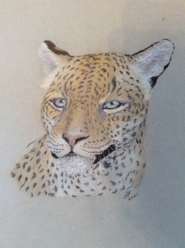 Рисунок под названием "Spirit Animal: Leop…" - Anna Killinger, Подлинное произведение искусства, Карандаш
