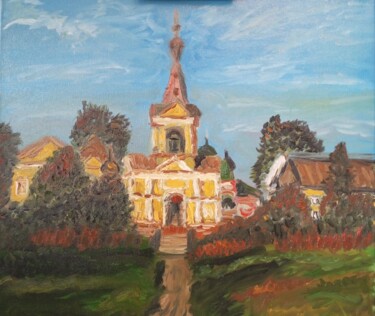 Painting titled "Введено-Оятский мон…" by Anna Kornilina, Original Artwork, Oil