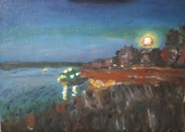 Картина под названием "Синий час" - Анна Корнилина, Подлинное произведение искусства, Масло