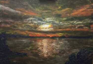 Картина под названием "Майский закат на Во…" - Анна Корнилина, Подлинное произведение искусства, Масло