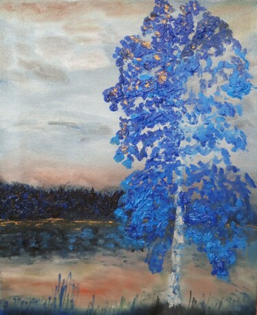 Картина под названием "Закат на Истре" - Анна Корнилина, Подлинное произведение искусства, Масло