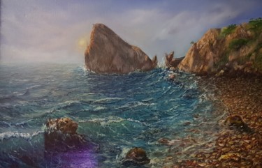 Painting titled "На Берегу в  Крыму" by Anna Koroleva, Original Artwork, Oil