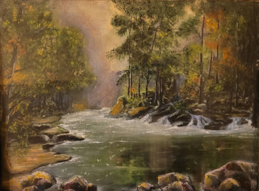 Painting titled "Осенний лес" by Anna Koroleva, Original Artwork, Oil